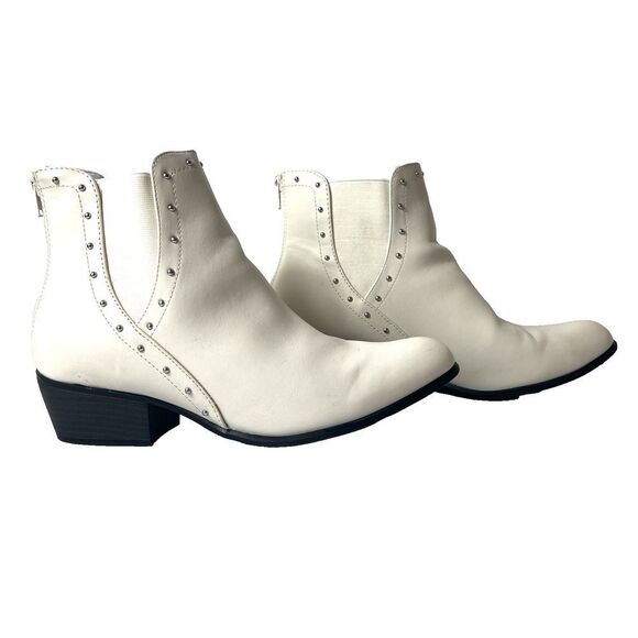 Esprit Ankle Heel Bootie Womens Sz 11 M Ivory Faux Leather Zip Up Comfort Casual - Picture 3 of 10